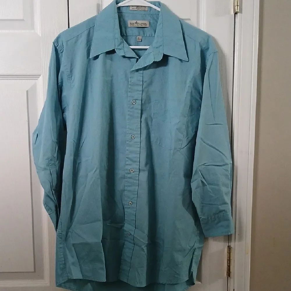 Bert Pulitzer Collectors Edition light turquois blue button down shirt Sz 16.5